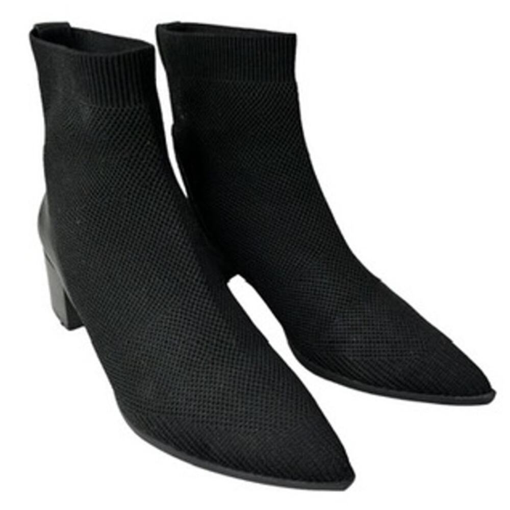 Everlane Women's The Boss Black Knit Sock Ankle Pull on Point Toe Boots Size 8.5